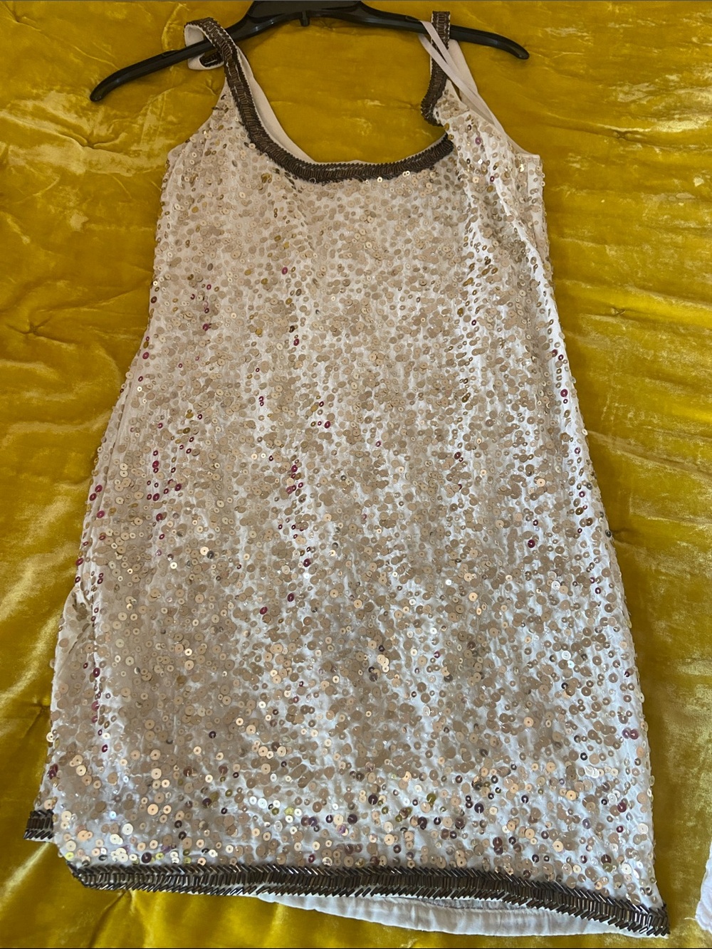 bebe White Sequin Mini Dress